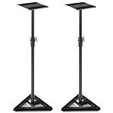 Giantex Adjustable Studio Monitor Stands, Studio Speaker Stands Pair w/Stable Triangular Base, Non-Skid Padding Stickers, 23cm Large Square Platform, Speaker Stand Pair for Home, Office, Wedding