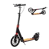 Foldable Lightweight Kick Scooter Adjustable 2 Wheel for Adults, 250mm/200mm Big Wheels Sports Commuter Scooter Sturdy Frame