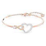 Swarovski Hyperbola Bangle Bracelet, Hyperbola and Heart Shape, White Crystals in a Mixed Metal Plated Setting