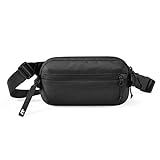 tomtoc 1.5L Small Waist Pack Sling Bag for Women & Men, Lightweight Bum Bag Fanny Pack with Organized Pockets, Mini Belt Bag with Adjustable Strap for Running Hiking Traveling, Black