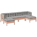 vidaXL 6-Piece Garden Sofa Set - Solid Wood Douglas Fir with Cushions - Modular, Weather-Resistant Outdoor Furniture for Patio, Terrace