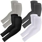 Arm Sleeves for Women Men Youth|UPF 50 Arm Warmers UV Sun Protection Arm Cooling Sleeves, H HOME-MART One Size Sun Protection Arm Sleeve Cover Tattoo (4 Pairs: Black+White+Dark Grey+Light Grey)