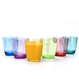 Hammered Style 15-ounce/430ml Acrylic Glasses Plastic Tumbler, Set of 6 Multi-Color,BPA Free,Dishwasher Safe