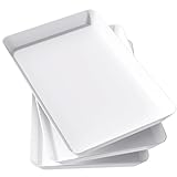 Lifewit Serving Tray Plastic for Party Supplies, 15" x 10" Platters for Serving Food, 3 pcs White Reusable Tray for Veggie, Snack, Fruit, Cookies, Desserts in Kitchen/Bedroom/Pool/Pantry Organization