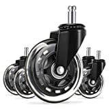 Office Chair Caster Wheels Replacement Rubber Chair casters for Hardwood Floors and Carpet,Heavy Duty Office Chair casters for Chairs to Replace Office Chair mats Universal fit (1-Set of 5)