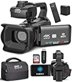 NBD Video Camera, 4K Camcorder 64MP Digital Camera with Manual Focus, 4.0" Touch Screen 18X Digital Zoom Vlogging Camera for YouTube, with WiFi, Remote Control (VC)