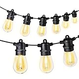 ROSHIN Festoon Lights Outdoor, 30M 30 Bulbs+2 Spares LED Outdoor Lights, Christmas String Lights, IP65 Waterproof and Shatterproof Fairy Lights for Garden, Party, Camping