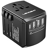 LENCENT Universal Travel Adapter, International Charger with 3 USB Ports and Type-C PD Fast Charging Adaptor for iPhone, Tablet, Gopro. for Over 200 Countries Type A/C/G/I (USA, UK, EU AUS)