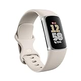 Fitbit Charge 6 Advanced Health and Fitness Tracker with Google Apps, Built-in GPS, Stress Management tools and Heart Health Insights - Porcelain/Silver Aluminium