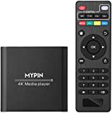 4K Media Player, MYPIN Digital MP4 Player for 8TB HDD/USB Drive/TF Card/H.265 MP4 PPT MKV AVI with Remote Control,Support HDMI/AV/Coaxial Out & USB Mouse/Keyboard-HDMI up to 7.1 Surround Sound(Black)