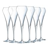 Chef & Sommelier Open Up Champagne Flutes 200 ml, Pack of 6, Made of Krysta Crystal Glass, Ideal for Festive Occasions, Shine, Transparency and High Resistance