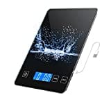 Digital Kitchen Scale, 10kg/22lb Food Scale, 1g/0.1oz Precise Graduation, Waterproof Tempered Glass Platform, High Accuracy Multi-Function Scale for Cooking Baking (Black, Battery Included)