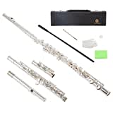 Aurosus MSC-6 silver plated flute c flutes cupronickle 100% flute instrument offest g flute flute silver for beginner kids student flute (MSC-6)