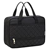 Toiletry Bag for Women and Men, VASCHY Large Travel Toiletry Bag Fashion Hanging Wash Bag Water Resistant Makeup Bag with Luggage Strap and Multi-compartment for Holiday, Business Trip, Gym,Camping Black