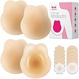 Ultra-Thin Strapless Bra Push Up - 2 Pairs, Added Lift Nipple Covers No Show, Reusable Nipple Covers for Women, Adhesive Silicone Sticky Bra (EXTRA 6 Pairs of Disposable Nipple Pasties Included)