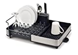 Joseph Joseph Extend Steel Expandable Dish Drainer Rack with Removable Cutlery Holder Swivel Draining Spout - Grey/Steel