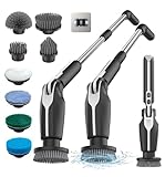 Leebein Electric Spin Scrubber, 2024 New Electric Scrubber with 4 Adjustable Angles and 8 Brush Heads, Shower Scrubber with Long Handle & Remote Control, Cleaning Brush for Bathroom, Tub, Floor, Tile