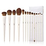 Jessup Makeup Brushes 14Pcs Makeup Brush Set Premium Synthetic Powder Foundation Contour Blush Concealer Eye Shadow Blending Liner Make Up Brush Kit Light Grey T329