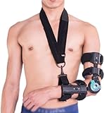 Adjustable Hinged Elbow Brace ROM Unisex, with Shoulder Sling Stabilizer Splint, Arm Injury Recovery, Support After Surgery Dislocated (Right)