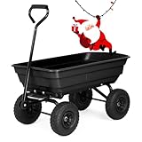 ADVWIN 250kg Garden Dump Cart, Garden Cart with Pneumatic Wheel, Garden Trolley Cart with Heavy-Duty Metal Frame, Black Wagon Cart for Outdoor Cart for Yard, Lawn, Farm