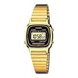 CASIO LA670WGA-1UR Womens Black Digital Watch with Gold Band