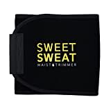 Sweet Sweat Waist Trimmer for Women and Men - Sweat Band Waist Trainer for High-Intensity Training & Workouts, 5 Sizes, Black/Yellow, Medium