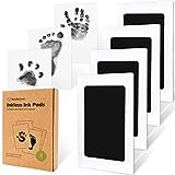 4-Pack Inkless Hand and Footprint Kit - Ink Pad for Baby Hand and Footprints - Dog Paw Print Kit, Dog Nose Print Kit - Baby Footprint Kit, Clean Touch Baby Foot Printing Kit, Handprint Kit (Jet Black)