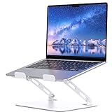 SOUNDANCE Adjustable Laptop Stand, Portable Laptop Riser for Desk, Ergonomic Design Computer Holder, Metal Laptop Mount Elevator Compatible with 10 to 15.6 Inches PC Computer, White