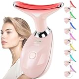 Facial Massager for Face and Neck, Red-Light-Therapy-for-Face and Neck, Face culpting Wand with 7 Color, at-Home Face Tool for Skin Care (Pink)