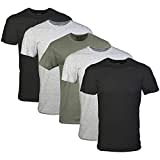 Gildan Men’s Crew T-Shirt, Style G1100, MultiPack, Black/Sport Grey/Military Green (5-pack), Medium