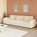 Advwin 4 Seater Sofa 290cm Corduroy Modular Couch Modern Sofa Lounge Comfy Sofa Beige for Living Room with Cushions