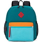 HawLander Preschool Kids Backpack, 12 inch Toddler Backpacks for Boys with Chest Strap, Blue Green