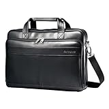 Samsonite Leather Slim Briefcase, Black, 16 Inch, 48073-1041