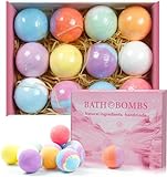 Bath Bombs, 12 PCS Handmade Bath Bomb Gift Set, with Natural Essential Oil, Rich Fizz, Bubbles, Handmade Bath Bombs for Skin Moisturize (12)