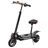 PORIYA 1500W Adult Electric Scooter with Seat, 10 Inch Off-Road Tires,Max Speed up to 55KM/H, 40KM Long Range, 48V-10.4Ah High-Capacity Battery, Ideal for Commuting to Work and School