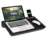 Felic Lap Desk, Portable Laptop Lap Desk with Pillow Cushion, Home Office Laptop Desk Fits up to 17inch Laptop, Computer Laptop Stand Portable Tray With Built-in Mouse Pad and Carrying Handle (1 Pack)