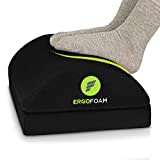 ErgoFoam Adjustable Foot Rest Under Desk for Added Height | Large Premium Velvet Soft Foam Footrest for Desk | Most Comfortable Desk Foot Rest in The World for Back, Lumbar, Knee Pain (Black)