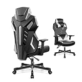 OneGame Video Gaming Chair, Breathable Computer Racing Style Swivel Chair Adjustable Backrest Ergonomic PC with Lumbar Support, Blackwhite