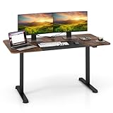 Giantex 140 x 70cm Large Electric Standing Desk, Height Adjustable Sit to Stand Desk, Metal Frame & Powerful Motor, Button Controller, Ergonomic Standing Workstation (Rustic Brown)