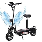 Foldable Electric Scooter with Seat，48V-12.4Ah High-Capacity Battery，2000W Extreme Off Road，Max 70km/h，Up to 50km Long Range,10" Off-Road Tires, IPX5 Waterproof，LED Lights