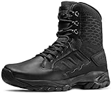 CQR Men's Military Tactical Leather Boots, Water Repellent Lightweight 6 Inches Height Combat Boots, Durable EDC Outdoor Work Leather Boots cq-BZ307-BLK 8.5 US