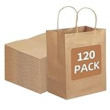 Brown Kraft Paper Bags Small Gift Bags with Handles Party Favor Bags 120Pcs 21 * 11 * 27 CM Small Paper Bags for Shopping, Wedding,Retail,Birthday,Party,Graduation,Halloween,Christmas