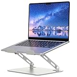 SOUNDANCE Adjustable Laptop Stand, Portable Laptop Riser for Desk, Ergonomic Design Computer Holder, Metal Laptop Mount Elevator Compatible with 10 to 15.6 Inches PC Computer, Silver