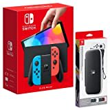 Nintendo Switch - Console OLED Model - Neon and Carrying Case and Screen Protector (OLED) [Bundle]