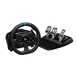 Logitech G923 Racing Wheel and Pedals, TRUEFORCE Feedback, Responsive Driving Design, Dual Clutch Launch Control, Genuine Leather Steering Wheel Cover, for PS5, PS4, PC, Mac - Black