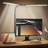 YESDEX LED Desk Lamp, Eye Caring Desk Reading Light, Architect Double Head LED Light Office Home, Clip-On Auto Dimming Sensor 50-Mode Adjustable Eye Protection Monitor Desk Lighting for Reading,Study