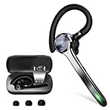 HEIBAS Bluetooth Headset, Wireless Bluetooth Earpiece with 500mAh Charging Case 72 Hours Talking Time Built-in Microphone for iOS Android Cell Phone, Hand-Free Headphones for Trucker, Office