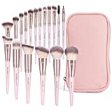 MAANGE Makeup Brushes, 18 Pcs Professional Premium Synthetic Makeup Brush Set with Case, Foundation Kabuki Eye Travel Make up Brushes sets (Pink Gold)