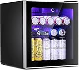 ADVWIN Bar Fridge, Mini Fridge Glass Door Small Beverage Refrigerator 46L, Black