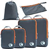 Cipway Compression Packing Cubes for Travel-Expandable Luggage Organizer Set Pack More in Less Space,Travel Gear Accessories (Grey 6pcs)